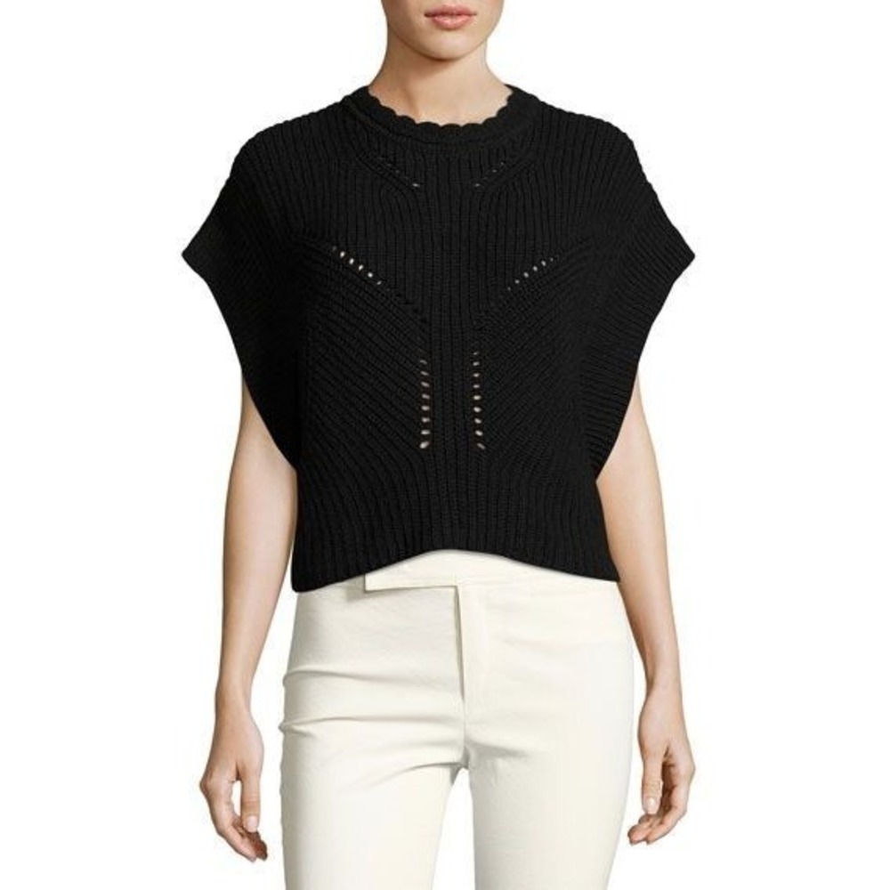 Isabel Marant Guyo Knit Short Sleeve Sweater Top in Size 36 Preppy Quiet Luxury